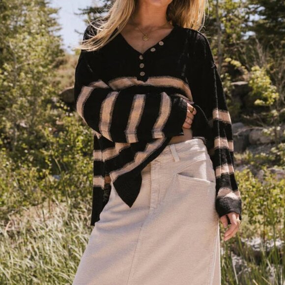 BOHME Gracia Striped Sweater Top - Picture 1 of 8